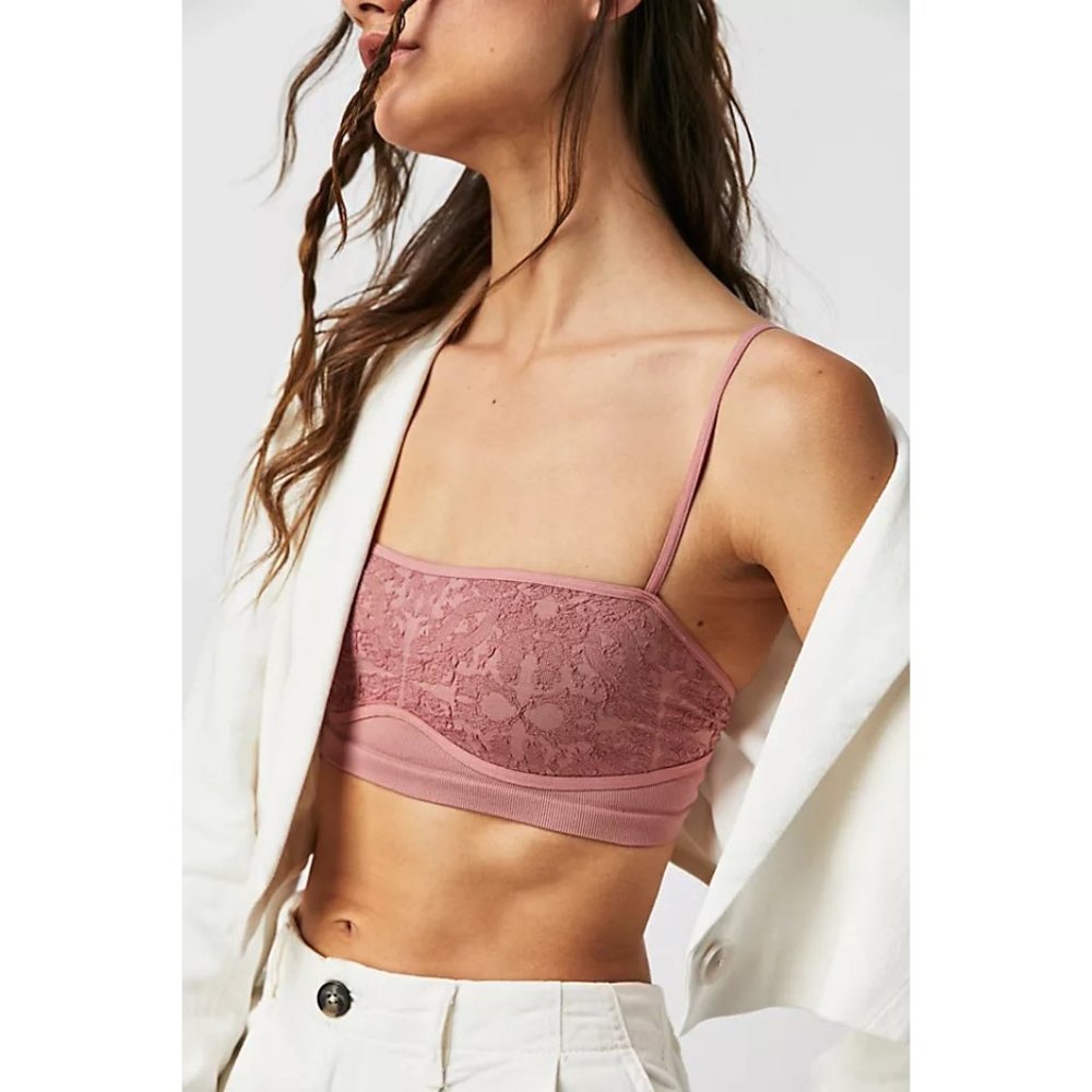 NWT FREE PEOPLE INTIMATELY LOVE YOUR WAY LONGLINE BRALETTE, ROSE XS-S